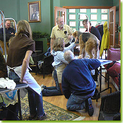 ATCC Grooming Seminar 2007 - Kelly Wood demonstrates the grooming of furnishings on Penny, owned by Mary Floro-White